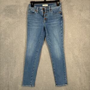 Madwell Jeans Women 25 Blue Mid Rise Skinny Crop Button Fly Light Wash AJ173